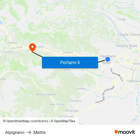 Alpignano to Mattie map