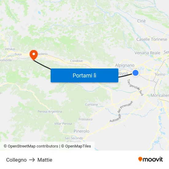 Collegno to Mattie map
