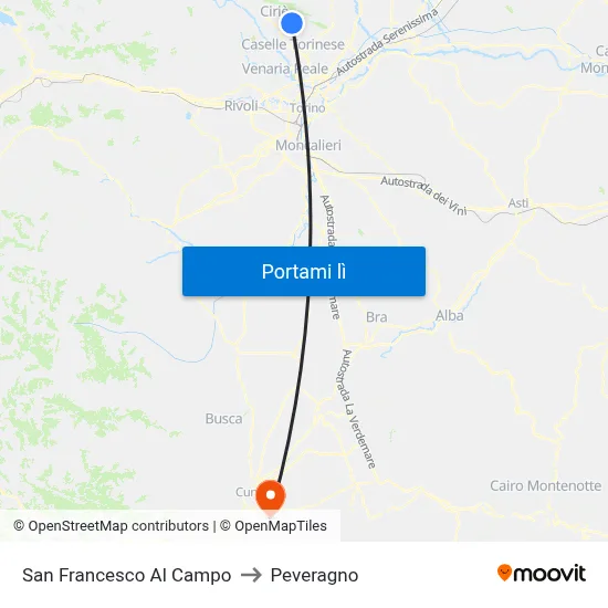 San Francesco Al Campo to Peveragno map