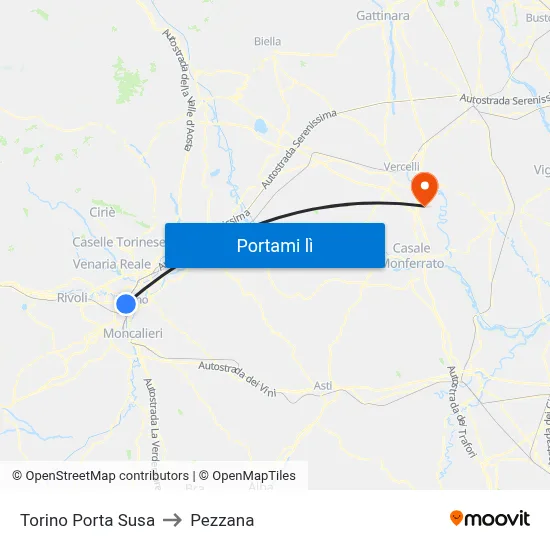 Torino Porta Susa to Pezzana map