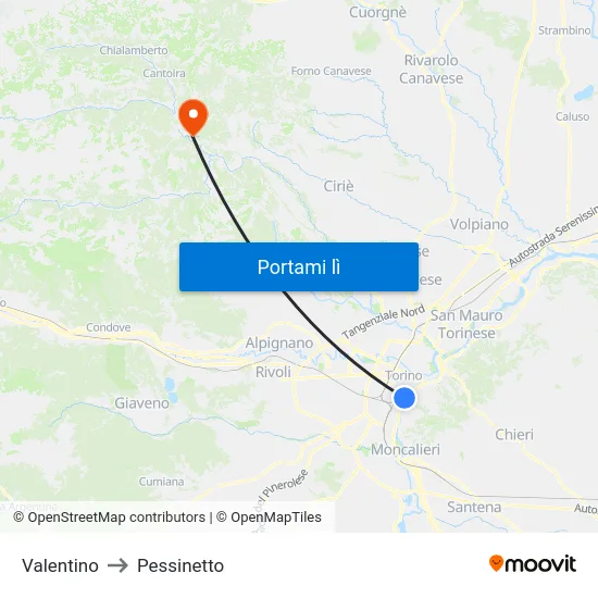 Valentino to Pessinetto map