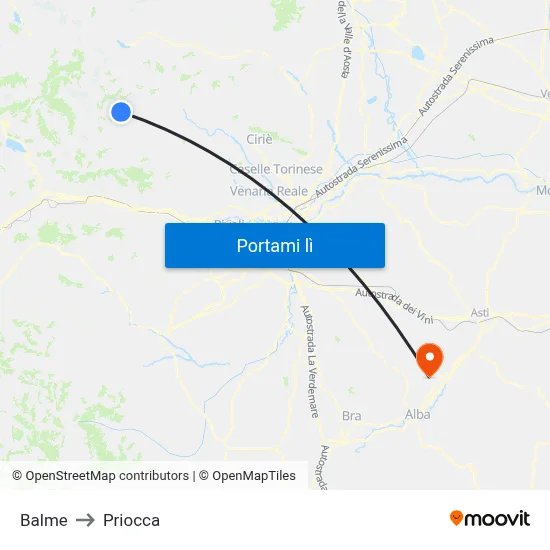 Balme to Priocca map