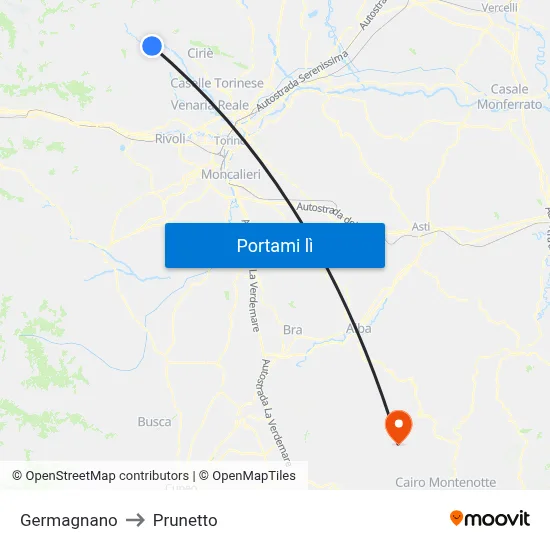 Germagnano to Prunetto map