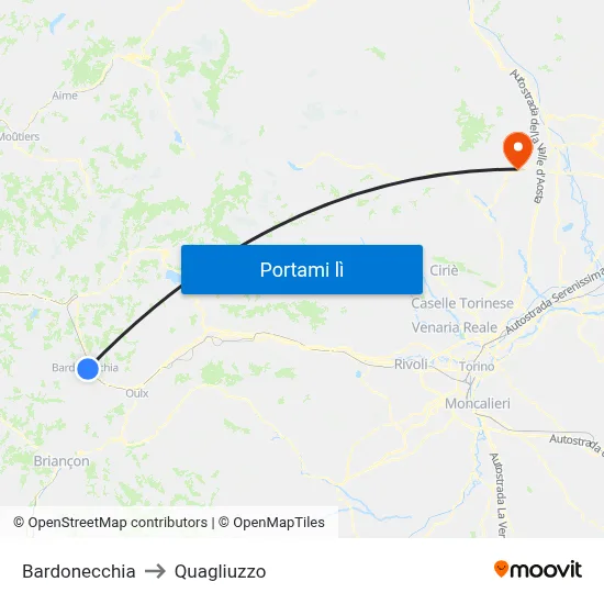 Bardonecchia to Quagliuzzo map