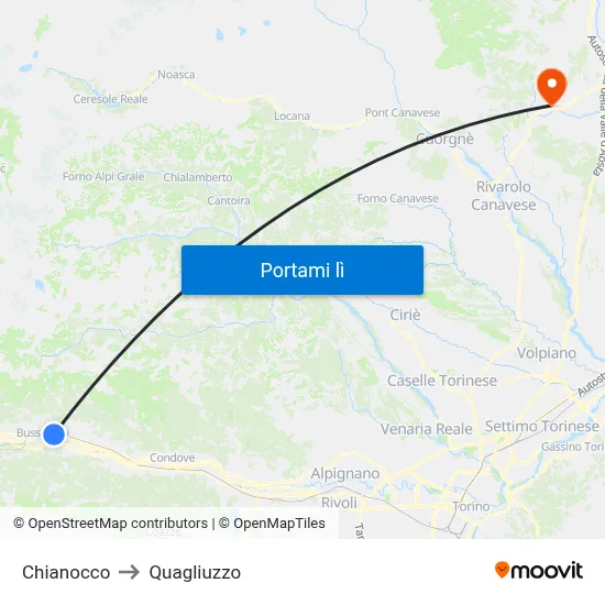 Chianocco to Quagliuzzo map