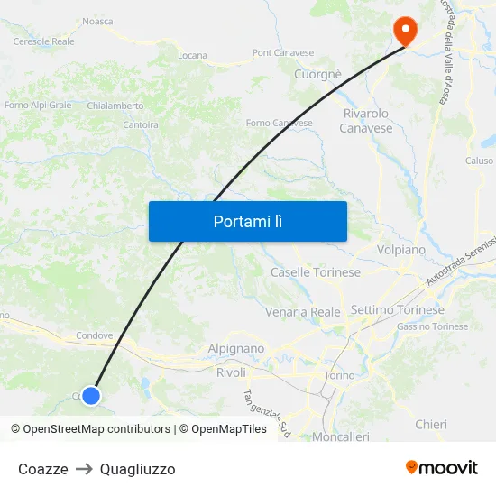 Coazze to Quagliuzzo map