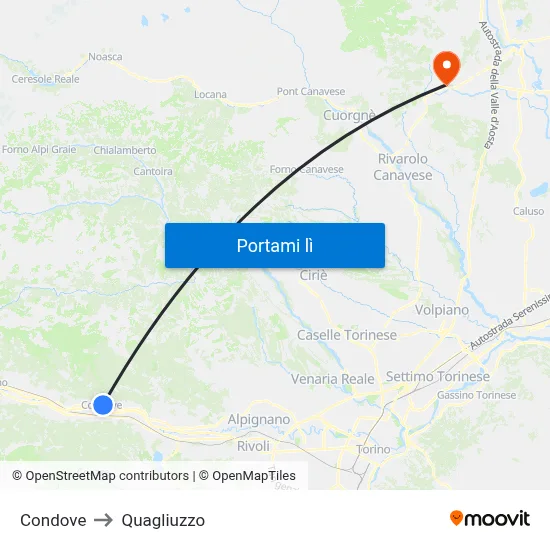 Condove to Quagliuzzo map