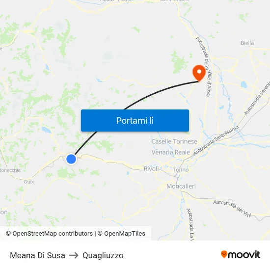Meana Di Susa to Quagliuzzo map