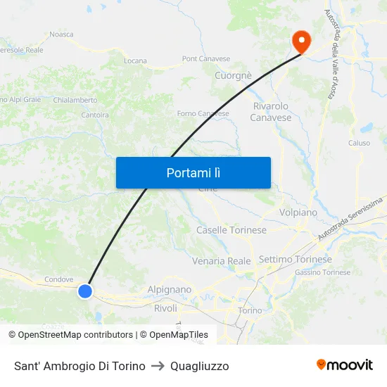Sant' Ambrogio Di Torino to Quagliuzzo map