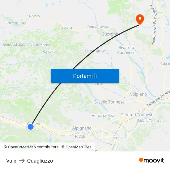 Vaie to Quagliuzzo map