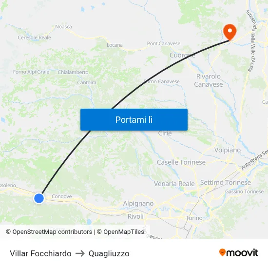 Villar Focchiardo to Quagliuzzo map