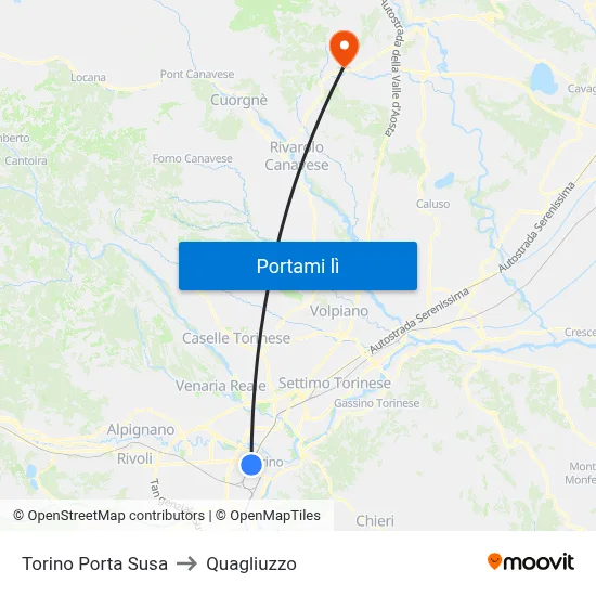 Torino Porta Susa to Quagliuzzo map