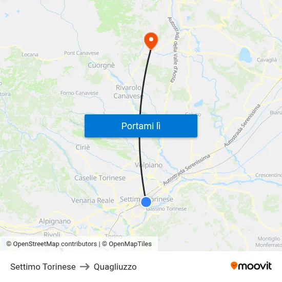 Settimo Torinese to Quagliuzzo map