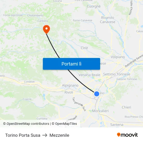 Torino Porta Susa to Mezzenile map
