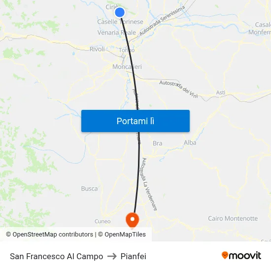 San Francesco Al Campo to Pianfei map