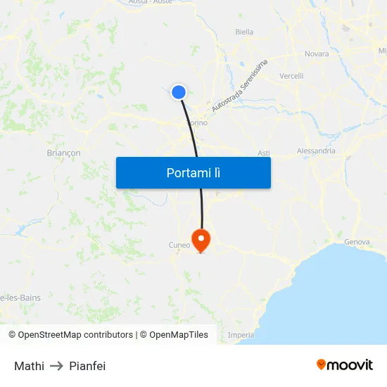 Mathi to Pianfei map