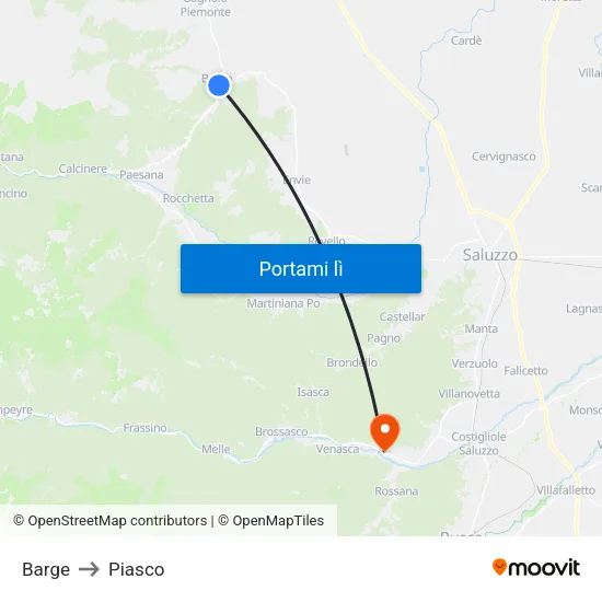 Barge to Piasco map