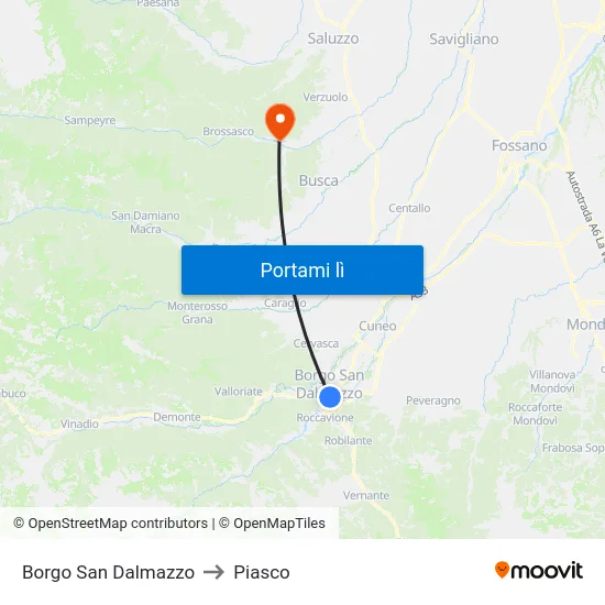 Borgo San Dalmazzo to Piasco map