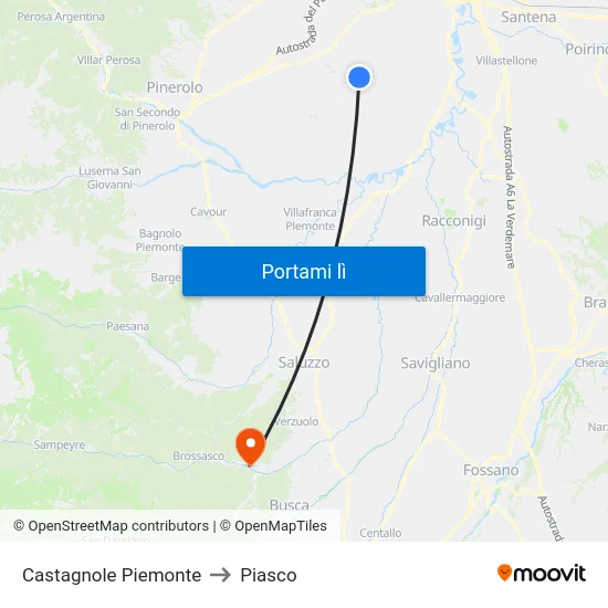 Castagnole Piemonte to Piasco map