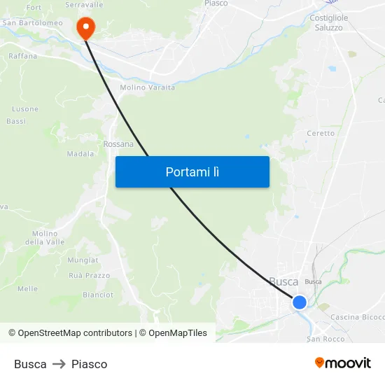 Busca to Piasco map