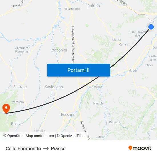 Celle Enomondo to Piasco map