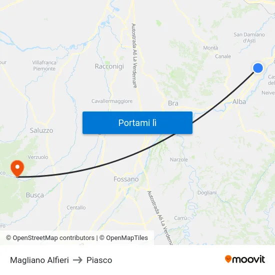 Magliano Alfieri to Piasco map