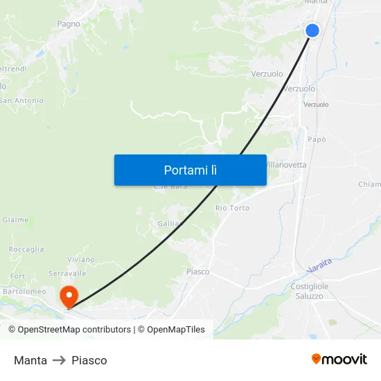 Manta to Piasco map