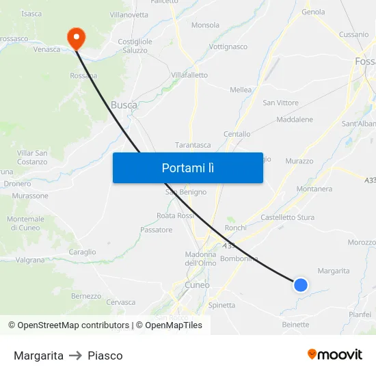 Margarita to Piasco map