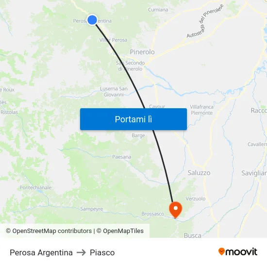 Perosa Argentina to Piasco map