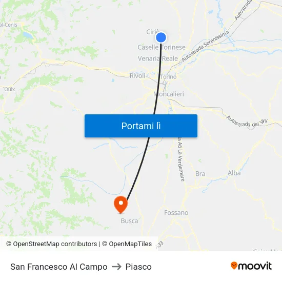 San Francesco Al Campo to Piasco map