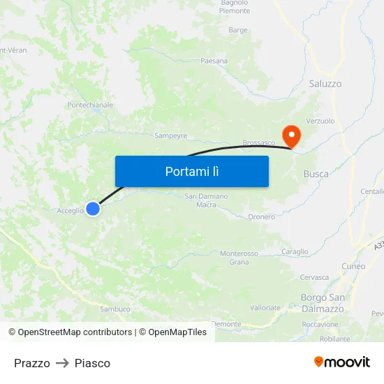 Prazzo to Piasco map