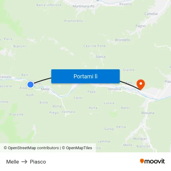 Melle to Piasco map