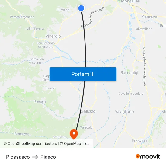 Piossasco to Piasco map