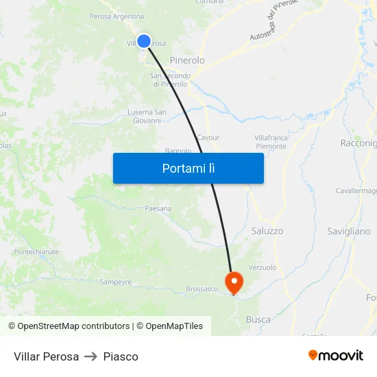 Villar Perosa to Piasco map