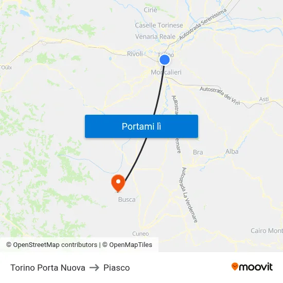 Torino Porta Nuova to Piasco map