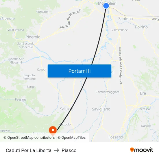 Caduti Per La Libertà to Piasco map