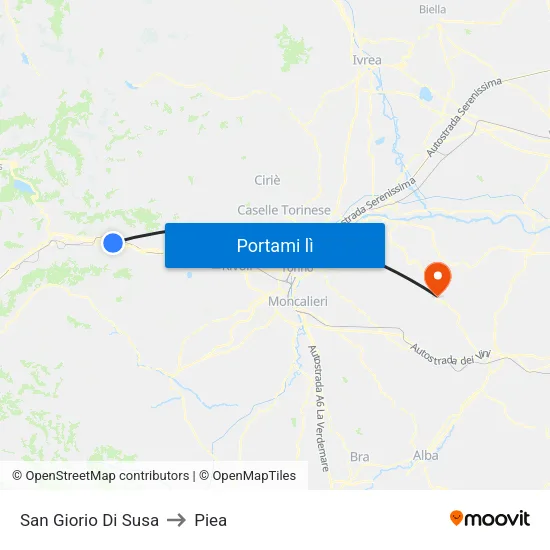 San Giorio Di Susa to Piea map