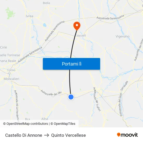 Castello Di Annone to Quinto Vercellese map