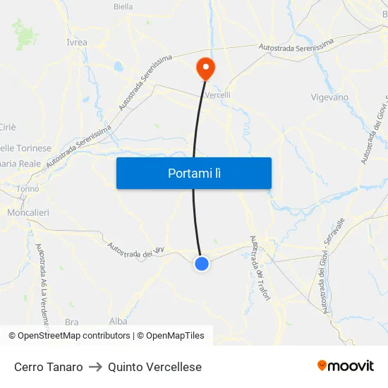 Cerro Tanaro to Quinto Vercellese map