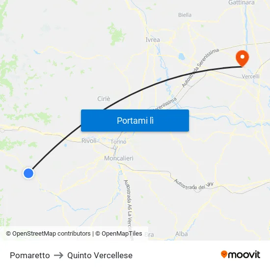 Pomaretto to Quinto Vercellese map