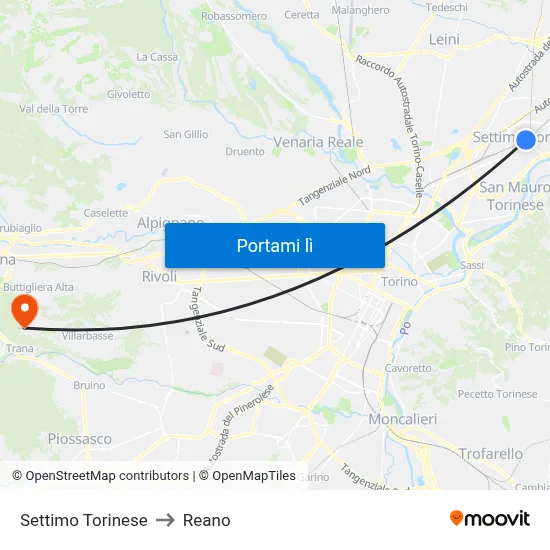 Settimo Torinese to Reano map