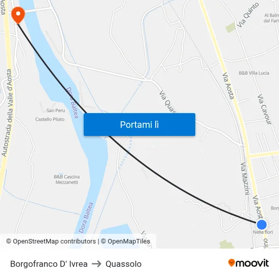 Borgofranco D' Ivrea to Quassolo map