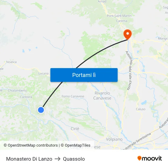 Monastero Di Lanzo to Quassolo map