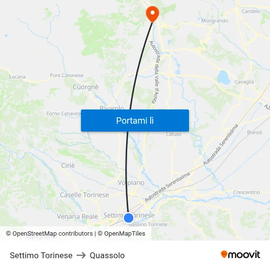 Settimo Torinese to Quassolo map