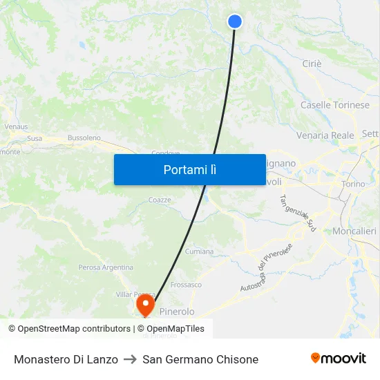 Monastero Di Lanzo to San Germano Chisone map