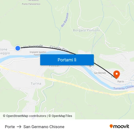 Porte to San Germano Chisone map