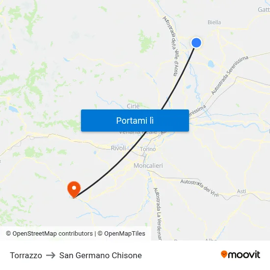 Torrazzo to San Germano Chisone map