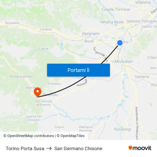 Torino Porta Susa to San Germano Chisone map