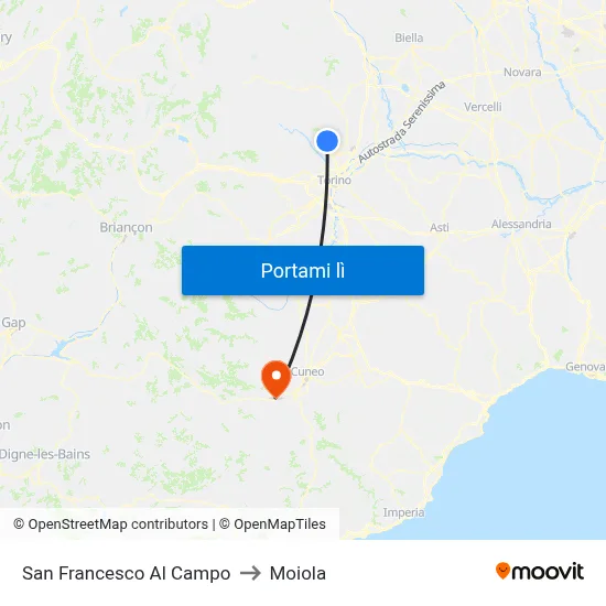 San Francesco Al Campo to Moiola map