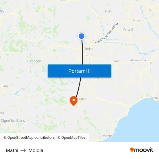 Mathi to Moiola map